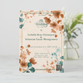 Minimalistische Bohemische Terracotta und Aquamari Einladung (Stehend Vorderseite)