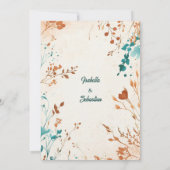 Minimalistische Bohemische Terracotta und Aquamari Einladung (Rückseite)