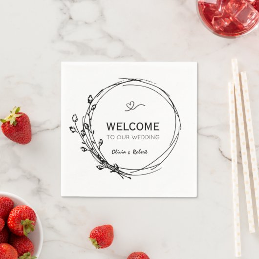 Minimalistische Bohemische Wildblume Hochzeit von Serviette (Beispiel)