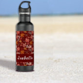 Minimalistische bohfarbige Blume rot Edelstahlflasche