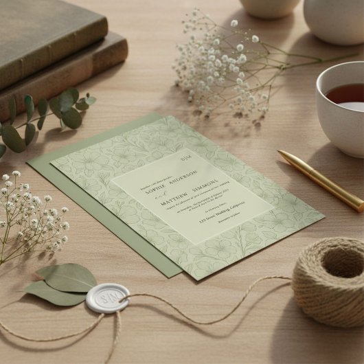 Minimalistische Böhmische Blüte Einladung