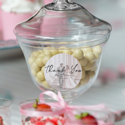 Minimalistische böhmische Hochzeit danke Runder Aufkleber