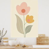 Minimalistische Boho Abstrakte Blumenkunst Poster (Küche)