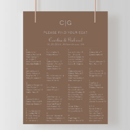 Minimalistische Boho Alphabetische Hochzeitstabell Poster