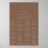 Minimalistische Boho Alphabetische Hochzeitstabell Poster (Vorne)