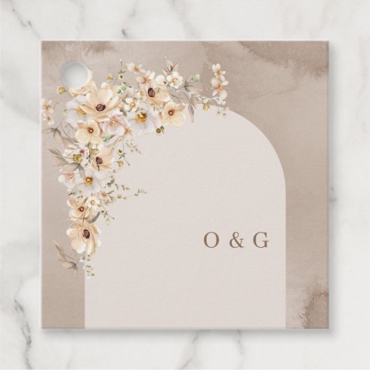 Minimalistische boho arch neutrale Initialen Wildb Geschenkanhänger (Vorderseite)