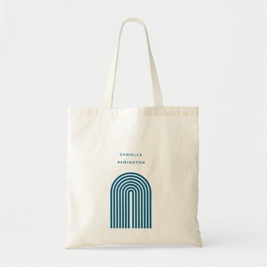 Minimalistische Boho Blue Arch Line Tragetasche (Vorne)