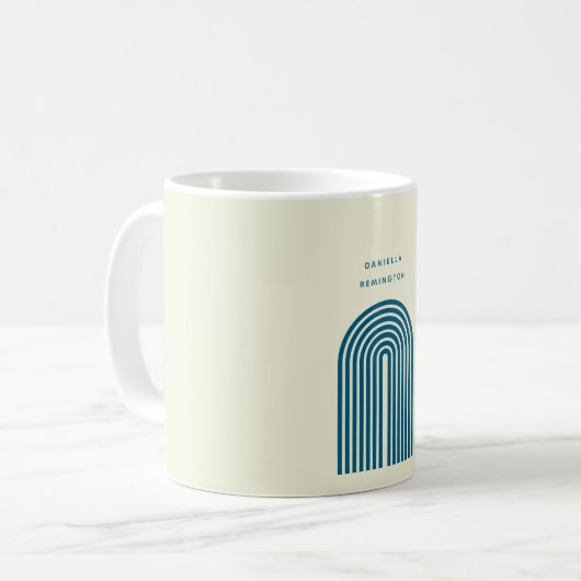 Minimalistische Boho Blue Rainbow Arline Kaffeetasse (Vorderseite Links)