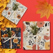 Minimalistische Boho-Blume Herbst Geschenkpapier Set