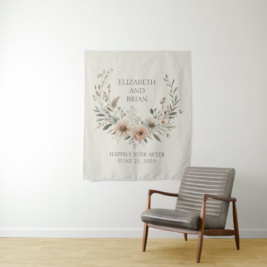 Minimalistische Boho-Blume in Côte d'Ivoire und Ro Wandteppich (Beispiel)