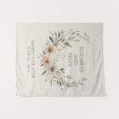 Minimalistische Boho-Blume in Côte d'Ivoire und Ro Wandteppich (Vorderseite (Horizontal))