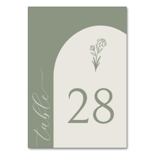 Minimalistische Boho-Botanik-Sage-Hochzeit Tischnummer