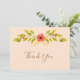 Minimalistische Boho Fall Blume Hochzeit Dankeskarte