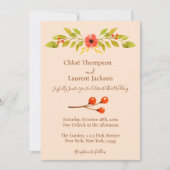 Minimalistische Boho Fall Blume Hochzeit Einladung (Vorderseite)