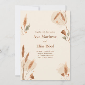 Minimalistische Boho-Floral-Hochzeitseinladung Einladung