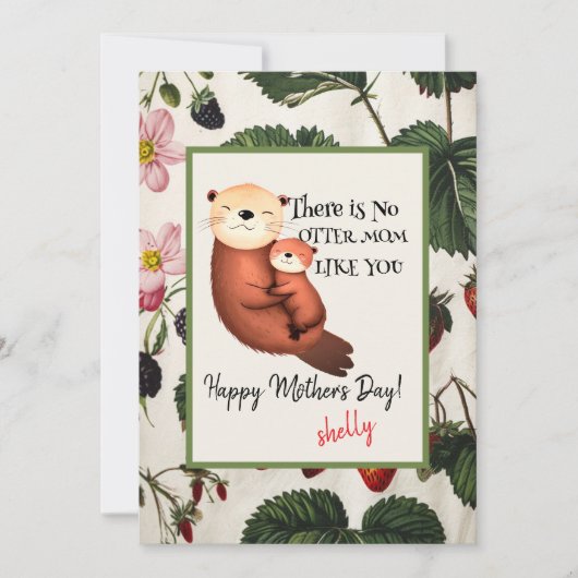 Minimalistische Boho Floral Mother Day Card Otter Karte (Vorderseite)
