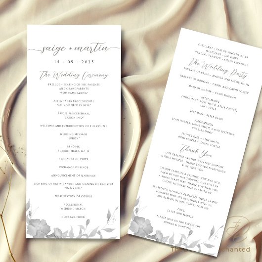 Minimalistische Boho Floral Wedding Program Card Programm