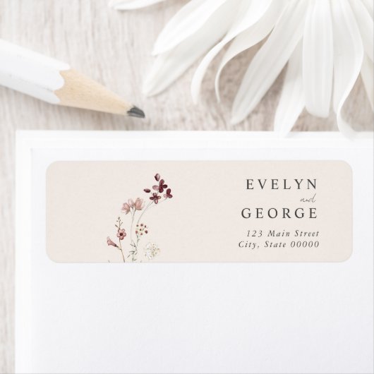 Minimalistische Boho Floral Wedding Rücksendeadres (Insitu)