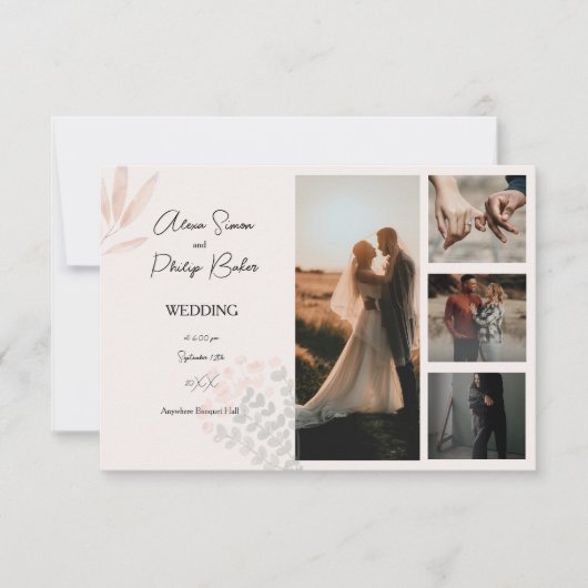Minimalistische Boho-Fotokassenhochzeit RSVP Karte (Vorderseite)