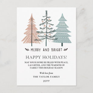 Minimalistische Boho-Frohe-und-Helle-Weihnachtsbäu Feiertagspostkarte