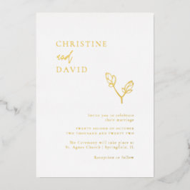 Minimalistische Boho Gold Foil Wedding Folieneinladung