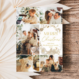 Minimalistische Boho Gold Wreath Foto Weihnachtska Feiertagskarte