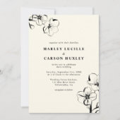 Minimalistische Boho Hand Drawn Floral Elfenbeinho Einladung (Vorderseite)