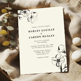 Minimalistische Boho Hand Drawn Floral Elfenbeinho Einladung