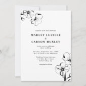 Minimalistische Boho Hand Drawn Floral White Weddi Einladung (Vorderseite)