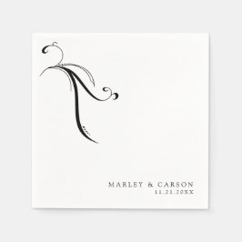 Minimalistische Boho-Hochzeitsnamen und -datum Serviette