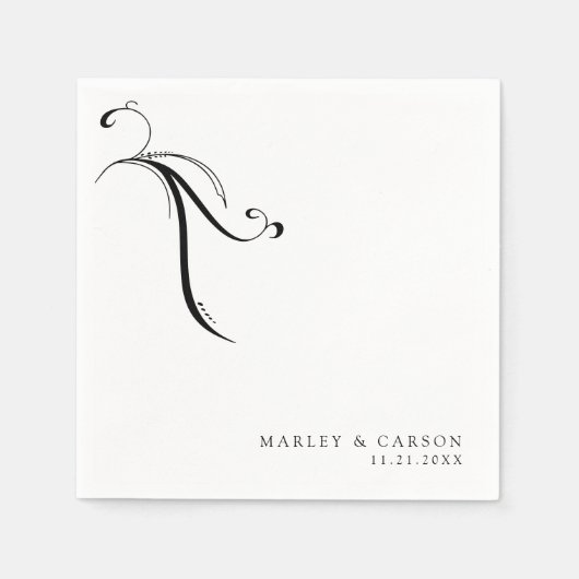 Minimalistische Boho-Hochzeitsnamen und -datum Serviette (Vorderseite)