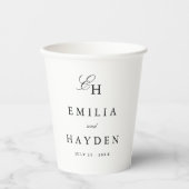 Minimalistische Boho-Monogramm-Hochzeit Pappbecher (Vorderseite)