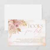 Minimalistische Boho Pampas-Bücher für Babybuchanf Begleitkarte (Vorne/Hinten)