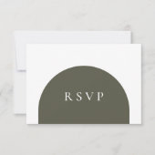 Minimalistische Boho Retro Grün Bogen QR Code RSVP Karte (Vorderseite)
