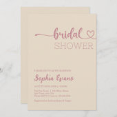 Minimalistische Boho Rose Gold und Mandelbein Brau Einladung (Vorne/Hinten)