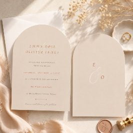 Minimalistische Boho-Sand-Kupfer-Schrift Hochzeit Einladung