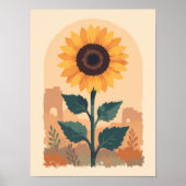 Minimalistische Boho-Sonnenblume Poster (Vorne)