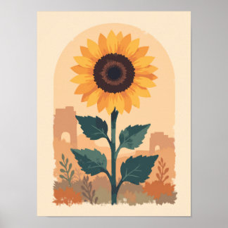 Minimalistische Boho-Sonnenblume Poster