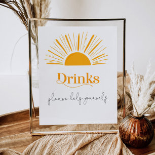 Minimalistische Boho Sun Drinks Poster