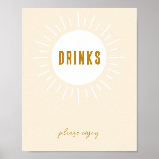 Minimalistische Boho Sunshine Baby Duschtränke Unt Poster (Vorne)