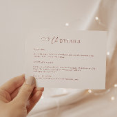 Minimalistische Boho Terracotta Hochzeitskarte Begleitkarte