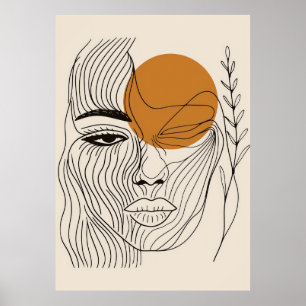 Minimalistische Boho Wandkunst, Abstrakte Gesichts Poster