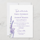 Minimalistische Boho Watercolor Lavender Blume Hoc Einladung (Vorderseite)