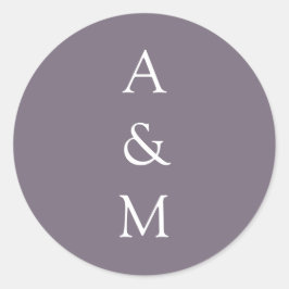 Minimalistische Bold Monogram Boho Dusty Lila Wedd Runder Aufkleber