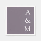 Minimalistische Bold Monogram Boho Dusty Lila Wedd Serviette (Vorderseite)