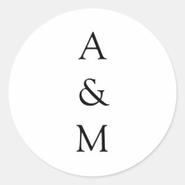 Minimalistische Bold Monogram Boho Wedding Schwarz Runder Aufkleber