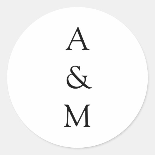 Minimalistische Bold Monogram Boho Wedding Schwarz Runder Aufkleber (Vorderseite)