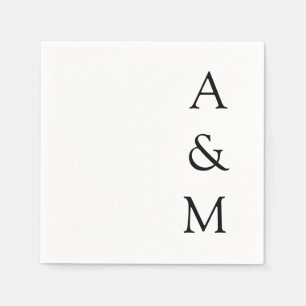 Minimalistische Bold Monogram Boho Wedding Schwarz Serviette