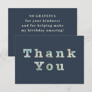 Minimalistische Bold Typografy Navy Blue Sage Gebu Dankeskarte