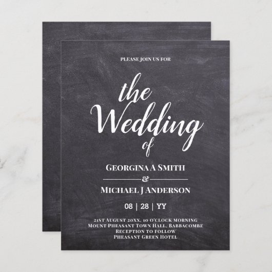 Minimalistische BOLD-TYPOGRAPHIE-Einladungen (Vorne/Hinten)